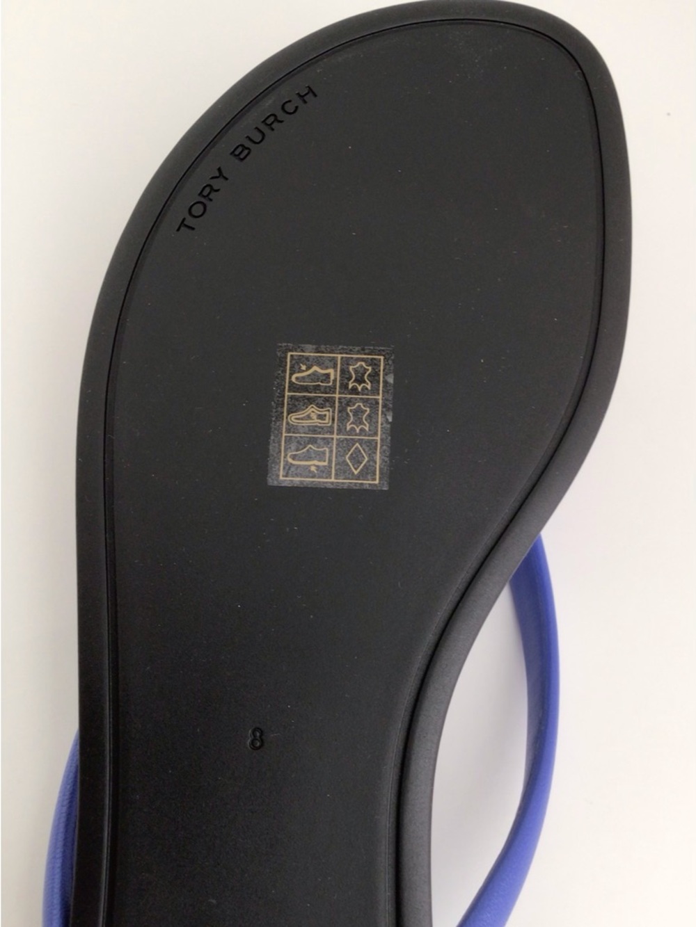 Tory Burch Chelsea Leather Flip Flop Sandals-Eccentric Blue Silver Logo - Picture 9 of 15